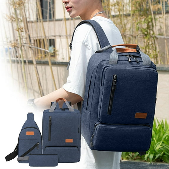 QTOCIO Travel Bag, Travel Laptop Backpack, Large Travel Backpack, 17 In Business Carry On Backpack With Crossbody And Coin Purse, Durable College Bag 3Pcs