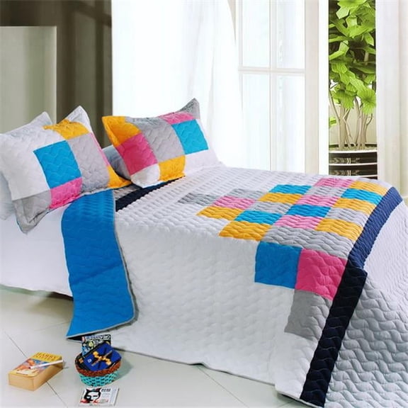 QTS01009-23 Pure Heaven 3 Piece Full/Queen Vermicelli Patchwork Quilt Set