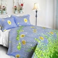 thumbnail image 1 of Dandelion Dancing Night Cotton 2PC Floral Vermicelli-Quilted Quilt Set Twin, 1 of 5