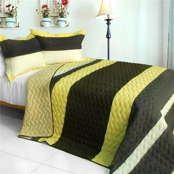 QTS01125-23 Bathe in Sunshine - 3 Pieces Patchwork Quilt Set Full & Queen Size - Black