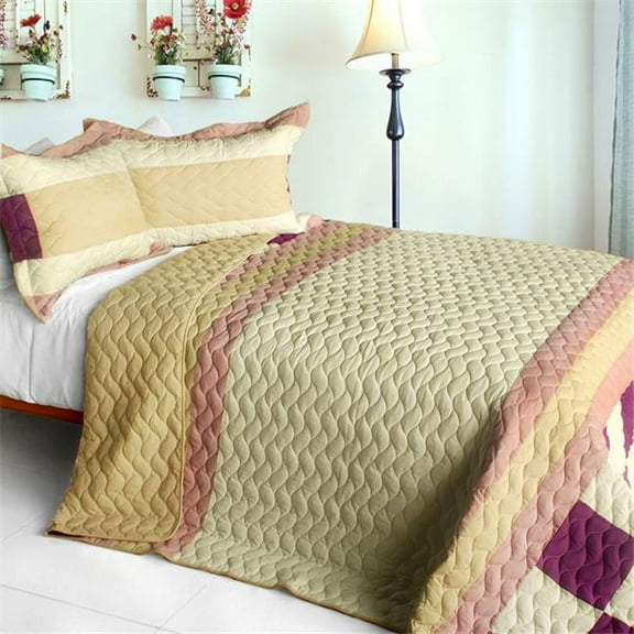 QTS01131-23 Fantasy Couple - 3 Pieces Patchwork Quilt Set Full & Queen Size - Purple