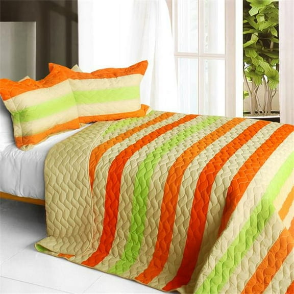 QTS01134-23 Amber Romance - 3 Pieces Patchwork Quilt Set Full & Queen Size - Orange
