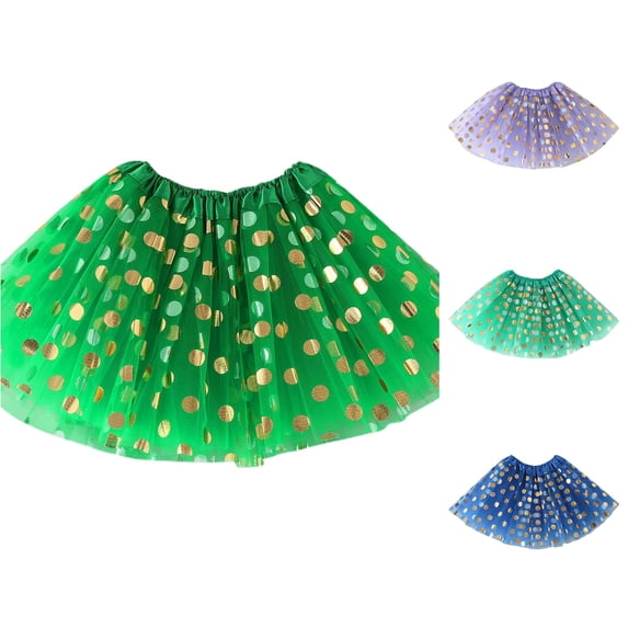 QTSHPN Ballet Skirt Childrens Half Body Dance Dress Golden Polka Puffy Girls Fashion Long Skirts for Girl GN1 One Size