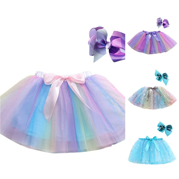 QTSHPN Ballet Skirt Kids Girls Party Dance Sequin Tutu Hairclip Set Fashion Girls Skirt Pink 5-8 Years
