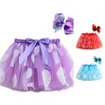 thumbnail image 1 of QTSHPN Ballet Skirt Kids Girls Dance Party Cartoon Snowflake Print Hairclip Set Fashion Girl's Skirts Purple_001 9-11 Years, 1 of 7