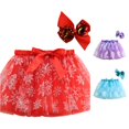 thumbnail image 1 of QTSHPN Ballet Skirt Kids Girls Dance Party Cartoon Snowflake Print Hairclip Set Fashion Girl's Skirts Red_001 2-4 Years, 1 of 7