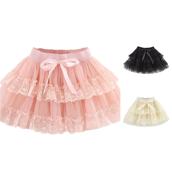 QTSHPN Ballet Skirt Women Girls Tutu Dress Layered Satin Waistband Party Fashion Style Skirts for Girl Pink 5-6 Years