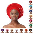 thumbnail image 1 of QTSHPN Beret Hats for Women Auto African Head Tie Aso Oke Headwrap Hat Turban Wedding Party Handmade Elegant Hair Wear Cap Women Hats Red One Size, 1 of 5