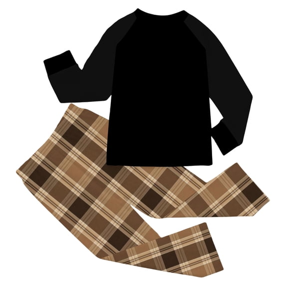 QTSHPN Boys Clothes Sets Festive Plaid Christmas Two Piece Holiday Family Photo Matching Outfits Cozy Pajamas Warm Winter Party Wear Boy Pajamas