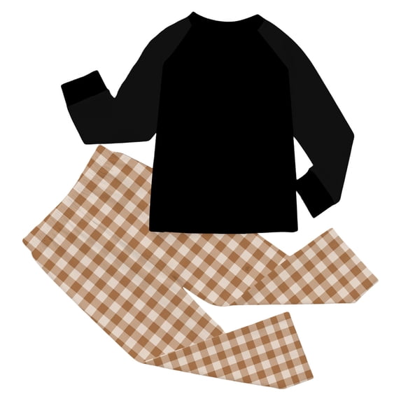 QTSHPN Boys Outfit Sets Festive Plaid Christmas Two Piece Holiday Family Photo Matching Outfits Cozy Pajamas Party Wear Pajamas for Boys