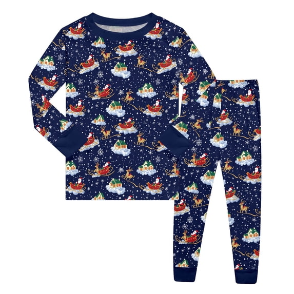 QTSHPN Boys Outfit Sets Themed Long Sleeve Pajama with Christmas Print Holiday Family Soft Two Piece Loungewear Kids Toddler Boy Pajamas