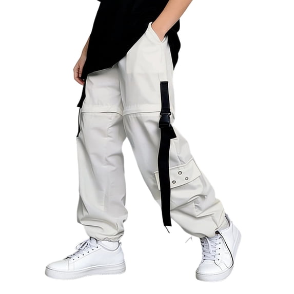 QTSHPN Cargo Pants for Women Detachable Long Convertible Jogger Pants with Pockets Lightweight Casual Streetwear Trousers Summer Fashion Women's Pants White XXXL