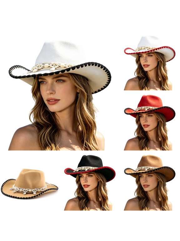 Cowboy Hats for Women Diva Jazz Fedora Style Party Hat for Stage Dance Performances Western Women's Hats & Caps White1 One Size