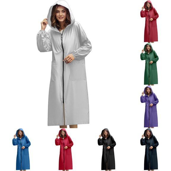 QTSHPN Fall jackets for women Zip up Hooded Windbreaker Long Sleeve Lightweight Spring Fall Outdoor Coat jacket for women Grey_003 XXL