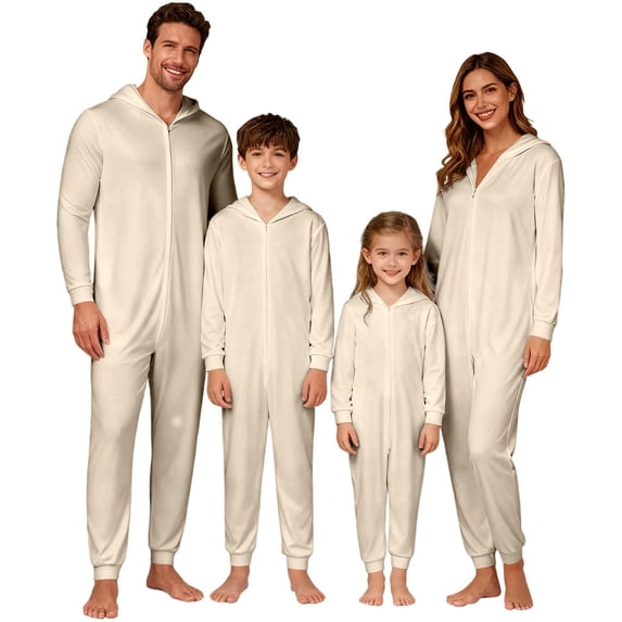 QTSHPN Family Christmas Pajamas Hooded Zip up Baby Outfit for Parents and Kids Pajamas Baby