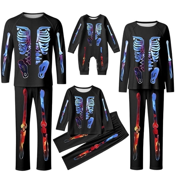 QTSHPN Family Halloween Pajamas Matching Sets Long Sleeve Top and Pants Cozy Loungewear Holiday Print Sleepwear Pajamas