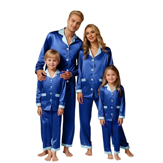 QTSHPN Family Matching Christmas Pajamas Set Long Sleeve Silk Like Holiday Cozy Loungewear Outfits for Parents and Kids Pajamas