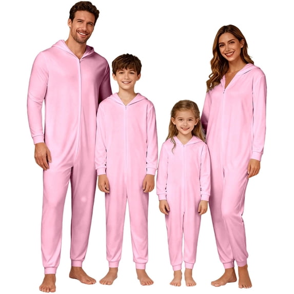 QTSHPN Family Matching Outfits Hooded Zip up Mom Kids Cozy Loungewear Holiday Christmas Pajamas for Women Set
