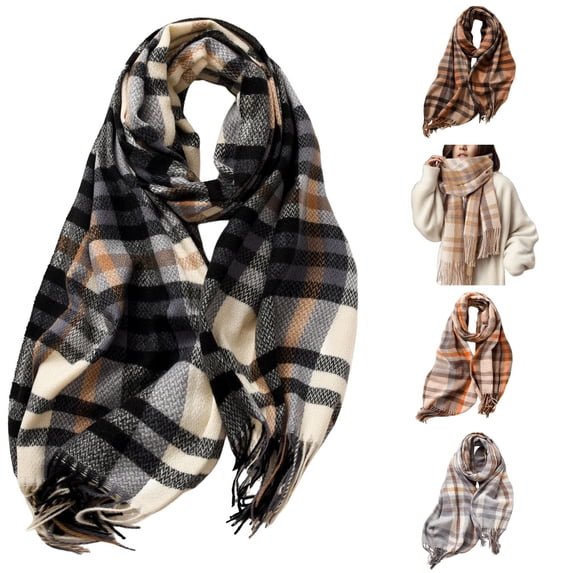 QTSHPN Fashion Long Plaid Blanket Winter Fall Warm Big Tartan Scarves Wrap Shawl Scarf Winter