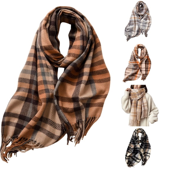 QTSHPN Fashion Long Plaid Blanket Winter Fall Warm Big Tartan Scarves Wrap Shawl Scarf Winter