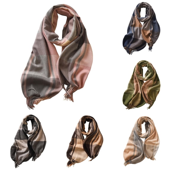 QTSHPN Fashion Long Plaid Blanket Winter Fall Warm Big Tartan Scarves Wrap Shawl Scarf Women