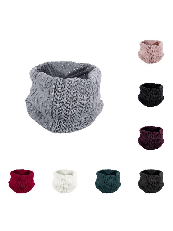 Fashion Neck Warm Wool Bib Winter Double Thick Knit Ring Warm and Windproof Scarf Women
