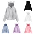 thumbnail image 1 of QTSHPN Girls Hoodie Cat Ears Fuzzy Warm Pullover Sweatshirt Fashion Casual Loose Sweater with Pockets Sweatshirt Kids, 1 of 8