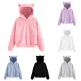 thumbnail image 1 of QTSHPN Girls Hoodie Cat Ears Fuzzy Warm Pullover Sweatshirt Fashion Casual Loose Sweater with Pockets Sweatshirt Kids, 1 of 8