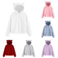 thumbnail image 1 of QTSHPN Girls Hoodie Cat Ears Fuzzy Warm Pullover Sweatshirt Fashion Casual Loose Sweater with Pockets Sweatshirt Kids, 1 of 8