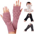 thumbnail image 1 of QTSHPN Gloves Women Mitten Knitted Arm Soft Fingerless Warm Girl Winter Keep Cozy Ladies Fashion Hot Pink One Size, 1 of 2
