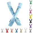 thumbnail image 1 of QTSHPN Gloves Women Opera Dance Elbow Finger 1920s Bridal Long Length Satin Womens Formal Evening Fashion Light blue One Size, 1 of 3