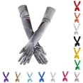thumbnail image 1 of QTSHPN Gloves Women Opera Dance Elbow Finger 1920s Bridal Long Length Satin Womens Formal Evening Fashion Silver One Size, 1 of 3