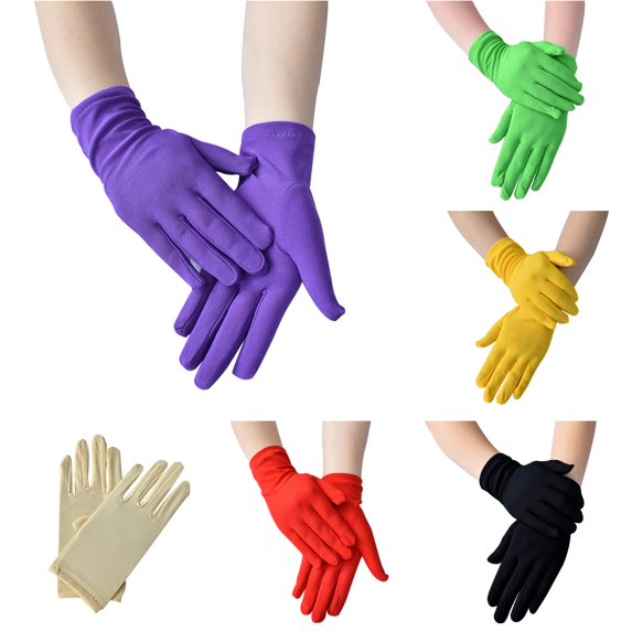 QTSHPN Gloves Women Solid Fashion Ceremonial Short Dance Color Accessory Formal Evening Party Elegant One Size
