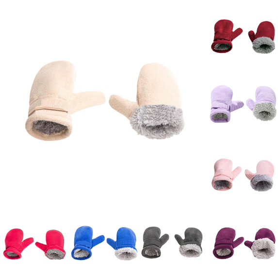 QTSHPN Gloves for Women Children Mitten Soft Flannel Closure Warm Cozy Kids Outdoor Winter Fashion Accessory Khaki M