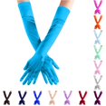 thumbnail image 1 of QTSHPN Gloves for Women Solid Color Satin Wedding Party Carnival Evening Formal Elegant Long Opera Fashion Blue One Size, 1 of 4