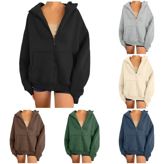 QTSHPN Hoodies for Women Preppy Long Sleeve Pullover Hoodie Sweatshirt Top with Pockets Casual Womens Sweatshirts Black_002 XL