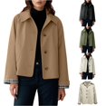 thumbnail image 1 of QTSHPN Lightweight Jacket Women Short Button Down Lapel Stylish Outerwear Coat Fall Fashion Comfortable Long Sleeve Jackets for Women Deep Khaki S, 1 of 4