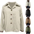 thumbnail image 1 of QTSHPN Lightweight Jacket Women Short Button Down Lapel Stylish Outerwear Coat Fall Fashion Comfortable Long Sleeve Jackets for Women Light Gray L, 1 of 4