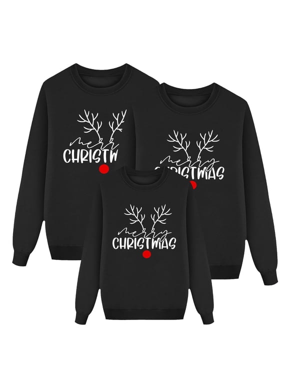 Matching Family Christmas Sweatshirts Funny Christmas Prints Long Sleeve Xmas Cute Pullover Matching Outfit Festival Party Fall Sweatshirts