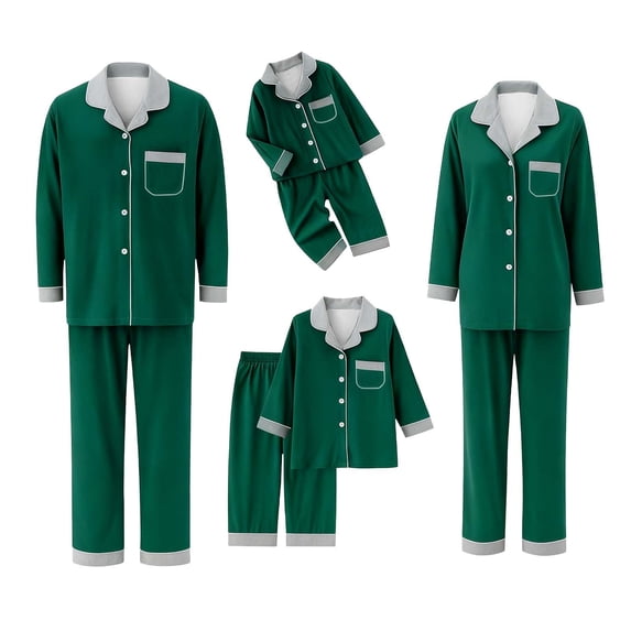 QTSHPN Matching Family Pajamas for Christmas Long Sleeve Print Dad Kids Cozy Holiday Outfit Festive Nightwear Mom Pajamas Women Set