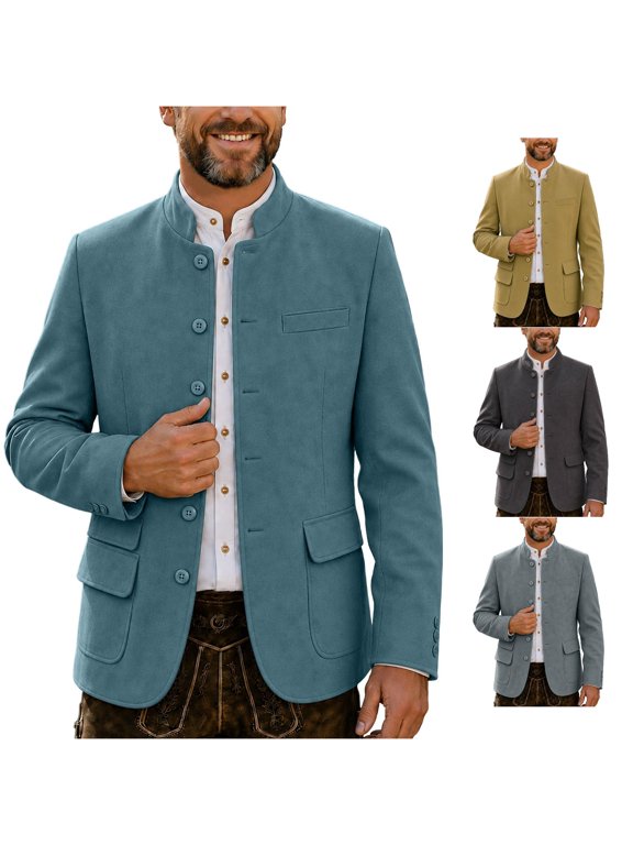 Mens Suit Jacket Oktoberfest Men Casual Jacket for Festival Modern Style Outerwear with Comfortable Fit and Distinctive Texture Mens Jacket