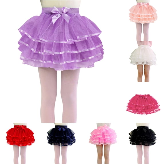 QTSHPN Midi Skirts for Women Toddler Kids Solid Tiered Tutu Party Layered Skirt for Little Girls 1 10 Years Fashion Girls Skirt Purple_001 5-6 Years