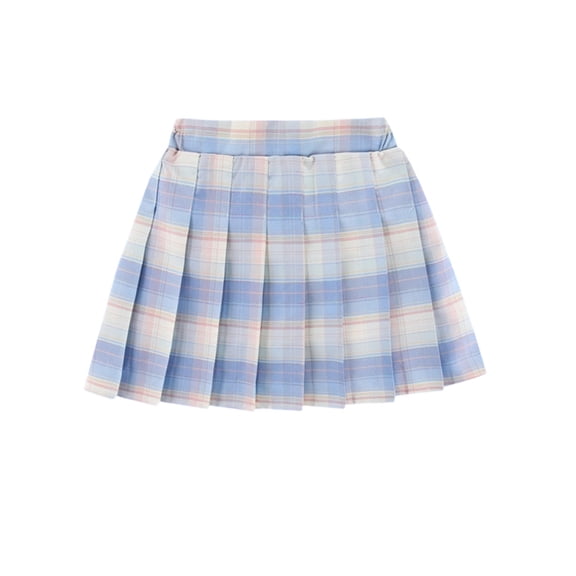 QTSHPN Plaid Skirt Pleated Layered with Shorts Design Everyday Wear Classic School Academy Kids Girls Skirts Blue 13-14 Years