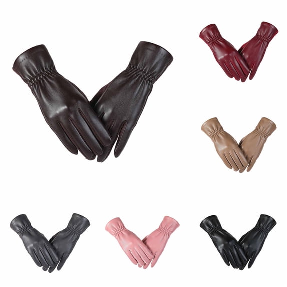 QTSHPN Riding Gloves Touch Screen Leather Winter Warmth Wind and Cold Proof Outdoor Cycling Driving Separate Fingers Unisex Fashion Womens Workout Gloves Brown004 One Size