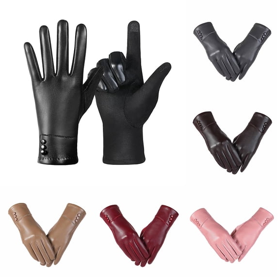 QTSHPN Riding Gloves Touch Screen Leather Winter Warmth Wind and Cold Proof Outdoor Cycling Driving Separate Fingers Unisex Fashion Womens Workout Gloves Black002 One Size