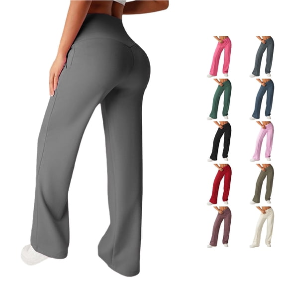 QTSHPN Scrub Pants Women High Waisted Wide Leg Long Soft Casual Trousers Elastic Comfort Fit Flowy Joggers for Vacation Outdoor Running Yoga Women's Pants Grey XL