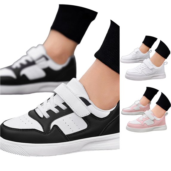 QTSHPN Sneakers for Boys Lightweight White Low Top Kids Sneaker for Daily School Activities Soft Sole Easy On/Off Youth Footwear Kid Shoes