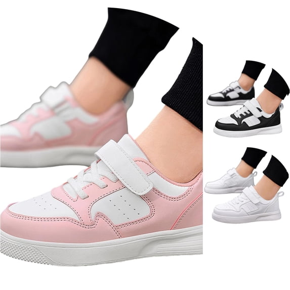 QTSHPN Sneakers for Boys Lightweight White Low Top Kids Sneaker for Daily School Activities Soft Sole Easy On/Off Youth Footwear Kid Shoes