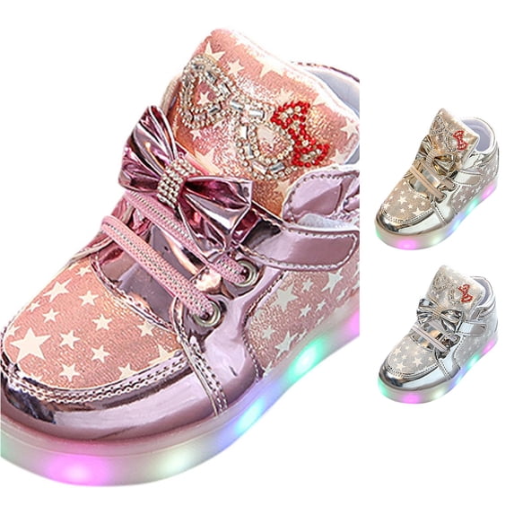 QTSHPN Sneakers for Girls Unisex LED Light High Top Light Flashing Trainers USB Charging Shoes for Children Shoes for Kids