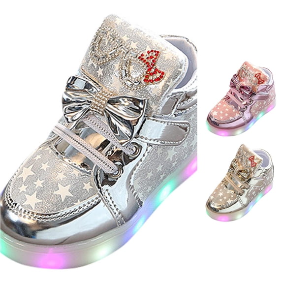 QTSHPN Sneakers for Girls Unisex LED Light High Top Light Flashing Trainers USB Charging Shoes for Children Shoes for Kids